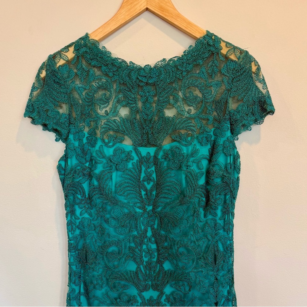 Tadashi Shoji Teal Sheath Short Sleeve Dress